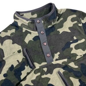 LIV Outdoor Fleece Pullover Mens XL Green Camo Snap Mock Neck MT2539 Gorpcore